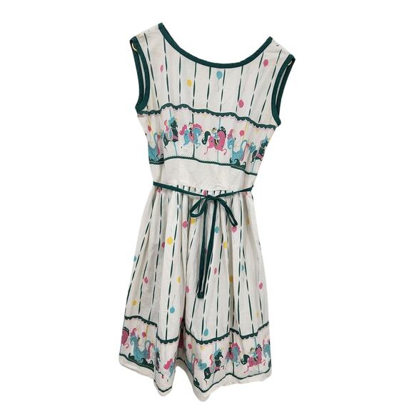 Vintage Dresses & Skirts - Vintage 1950's  Fair Carnival Carousel Pinup Midi Sleeveless Dress ADORABLE